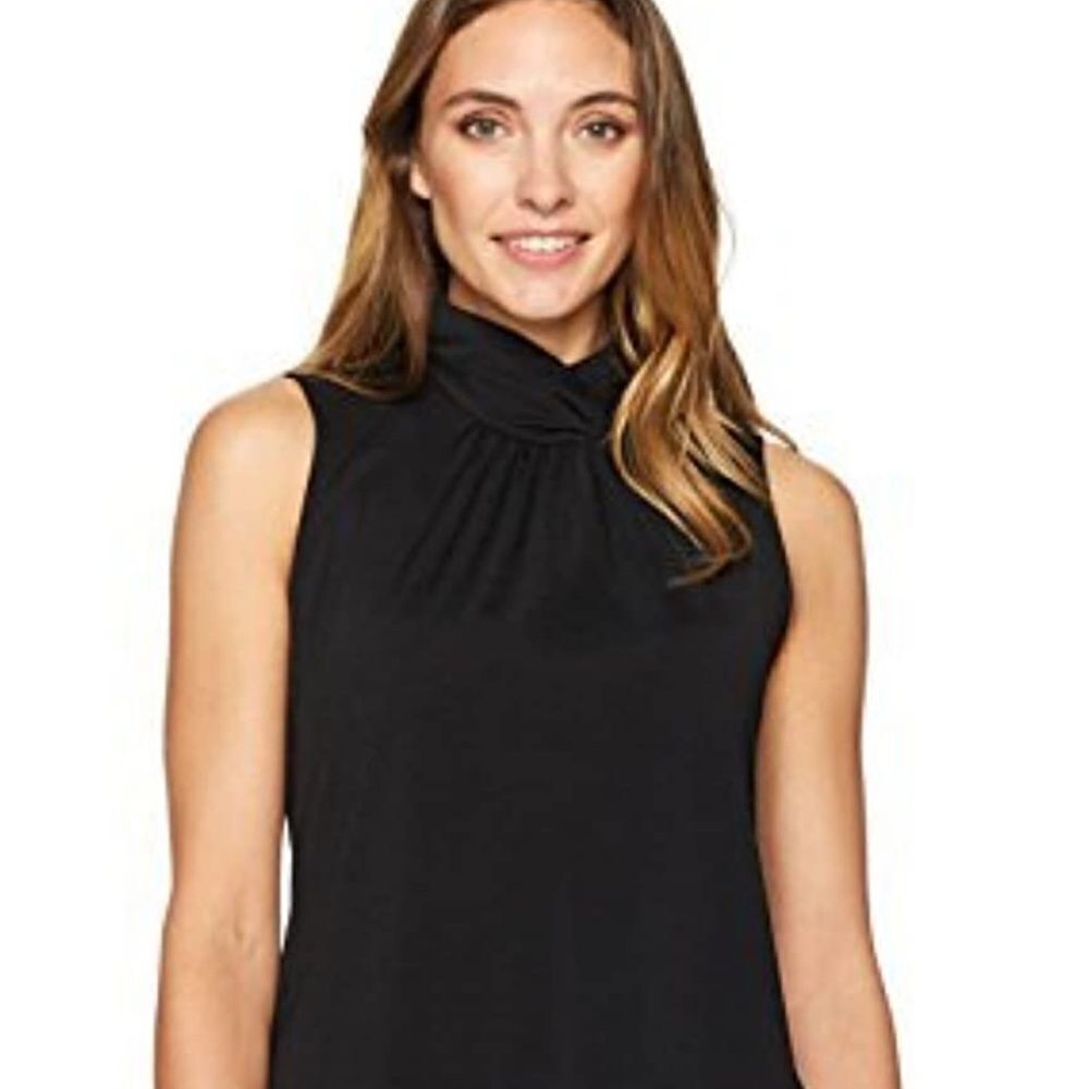 Ellen Tracy Womens Wide Hem Mock Shell